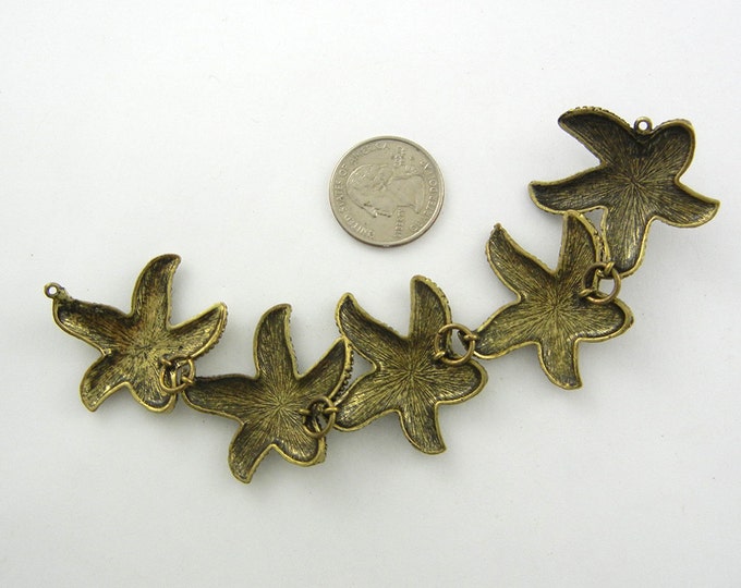 5 Burnished Gold-tone Starfish Charms Linked