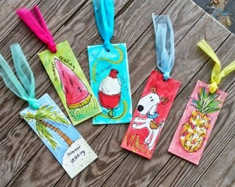 Bookmark Hand painted Canvas Choice of ONE Made to Order