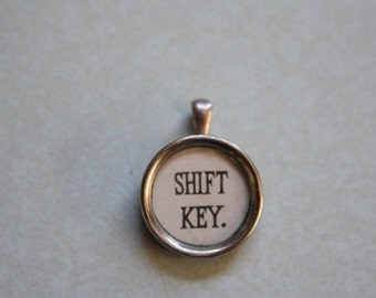 Typewriter "Shift Key" Pendant Necklace on Ball Chain