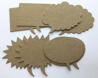 Caption Quote Boxes - Chipboard Die Cuts - Bare Embellishments - 4 Styles (Buy in Sets or Pick Style)