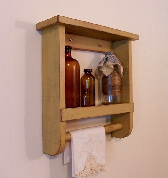 Primitive Towel Shelf Simple Bathroom or Kitchen Storage