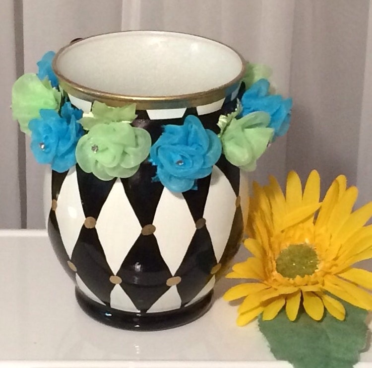 Painted glass vase black and white by MicheleSpragueDesign on Etsy