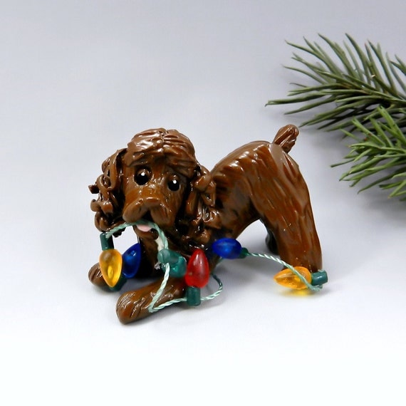 Cocker Spaniel Brown Christmas Ornament Figurine lights