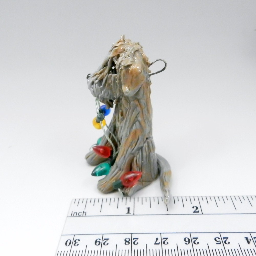 Irish Wolfhound Gray Brindle Christmas Ornament Figurine