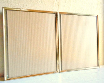 Three 3 Matching Folding 8x10 Gold Metal Picture Frames with Glass Wedding Decor Family Pictures