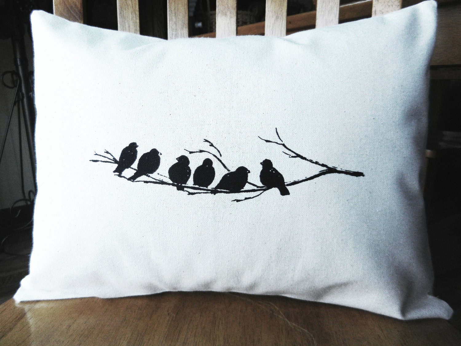 Bird Pillow Cover Birds on a Branch Pillow Decorative Bird
