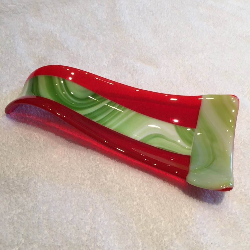 Fused glass spoon rest Fused spoonrest kiln fired glass