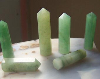 1 Green Aventurine crystal point - natural polished prism - wire wrap pendant - one to 1.5 inch - adventurine stone point obelisk small