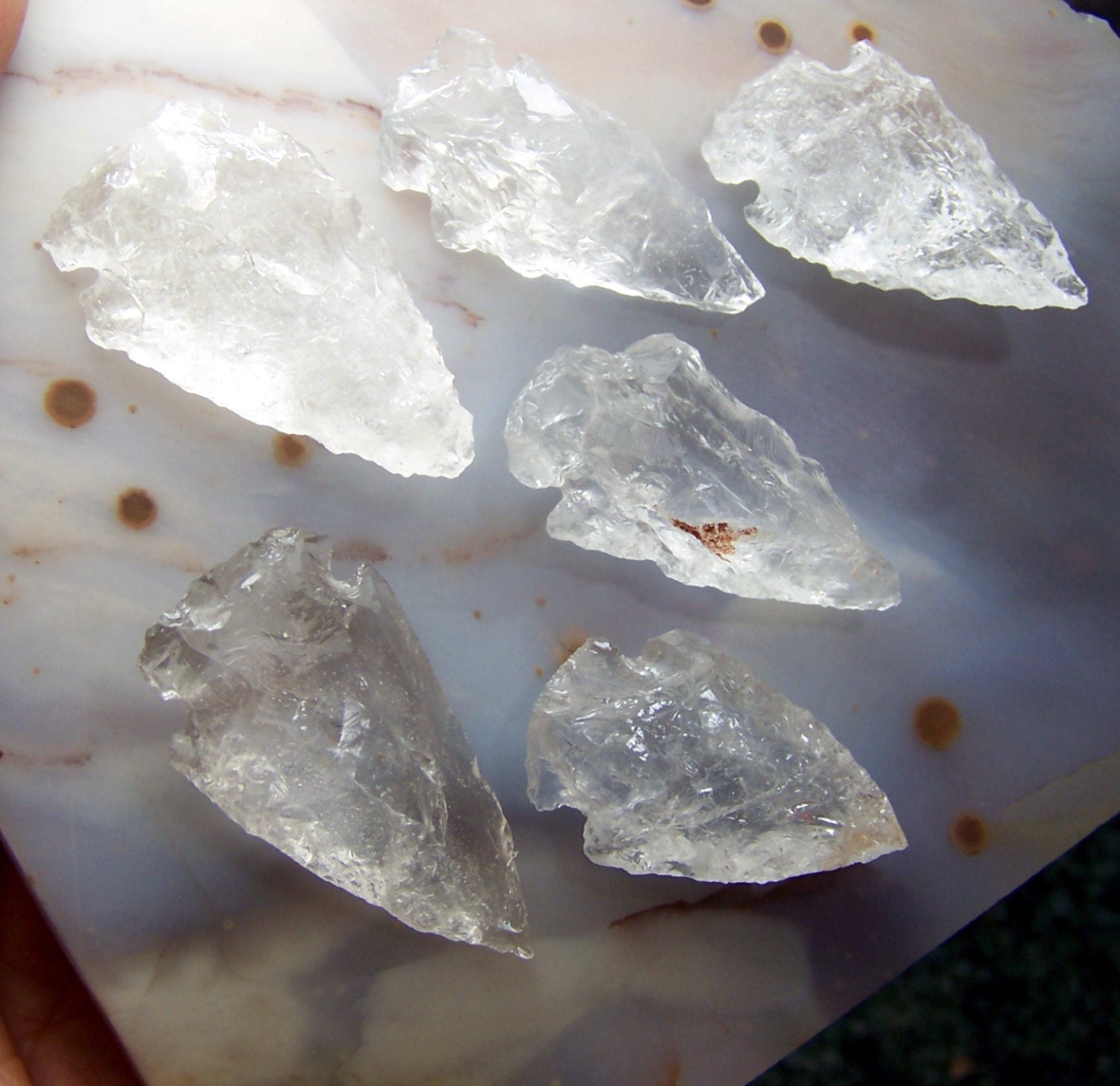 Quartz crystal stone arrowhead for wire wrap jewelry pendant