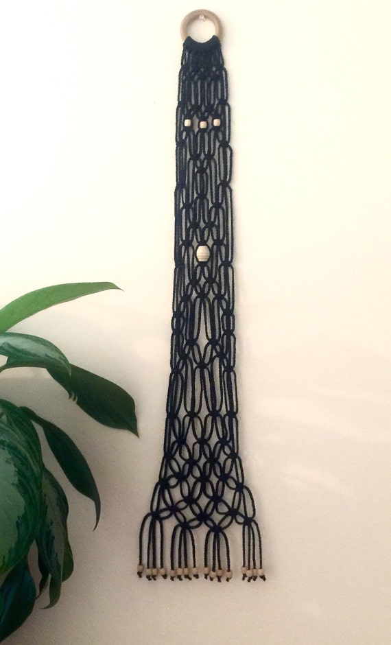 Navy blue macramé wall hanging. by MyMacramania on Etsy
