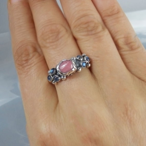 Silver Wedding Ring Faceted Rhodonite Caterina Ring Silver