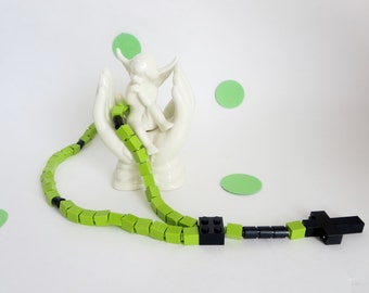 Catholic Rosary - Kids Rosary made of Lego Bricks - Lime Green and Black Rosary