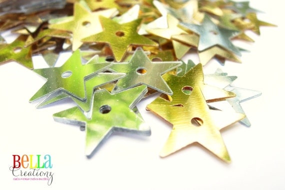 Gold and Silver Star Sequins - 13mm Metallic