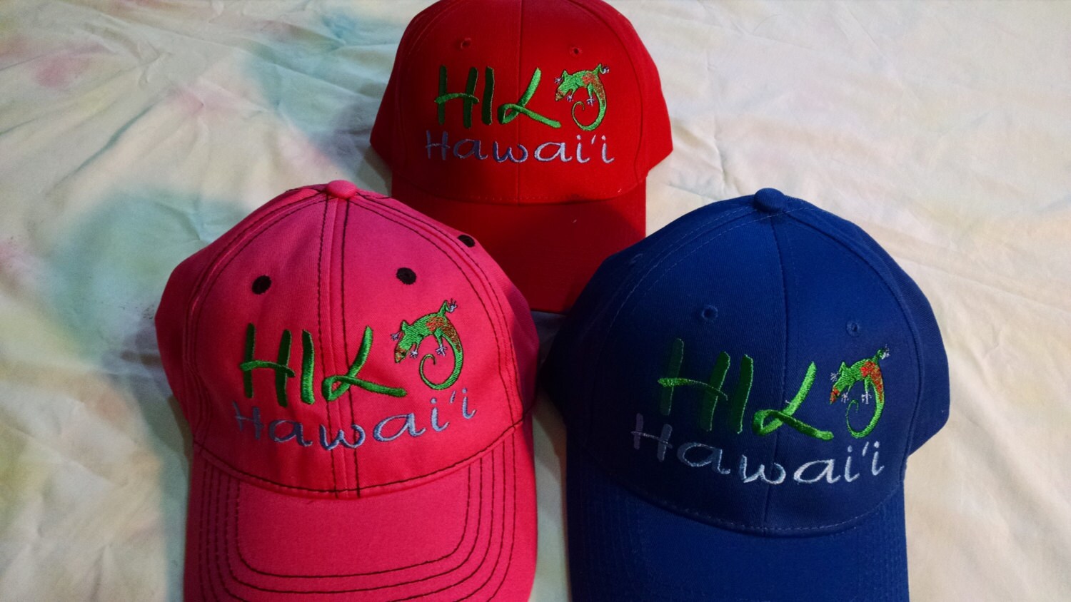 Hilo Hawaii embroidered baseball cap Hilo gecko ball cap