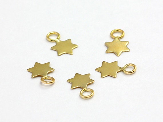 14K Gold Filled charm 5mm Flat Star w/Ring Magen David Star