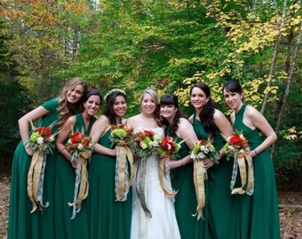 USA, Maxi infinity dress Convertible dress, infinity dress, dark green