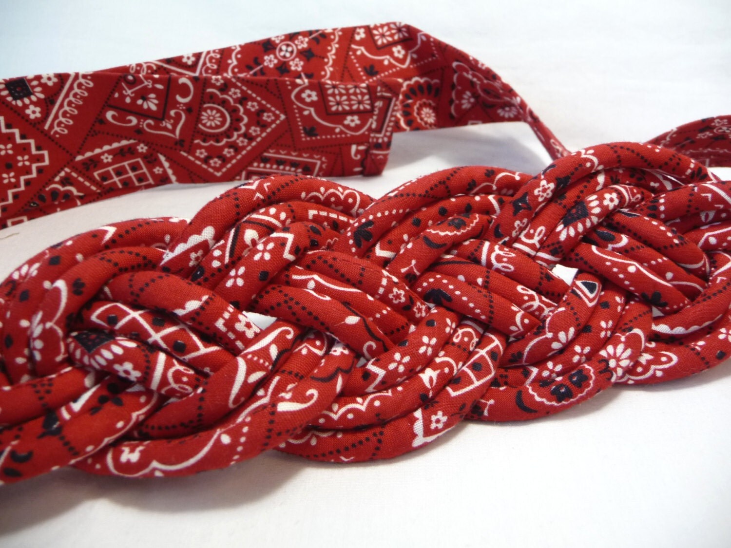 vintage Bandana Belt red Belt woven front Belt velcro