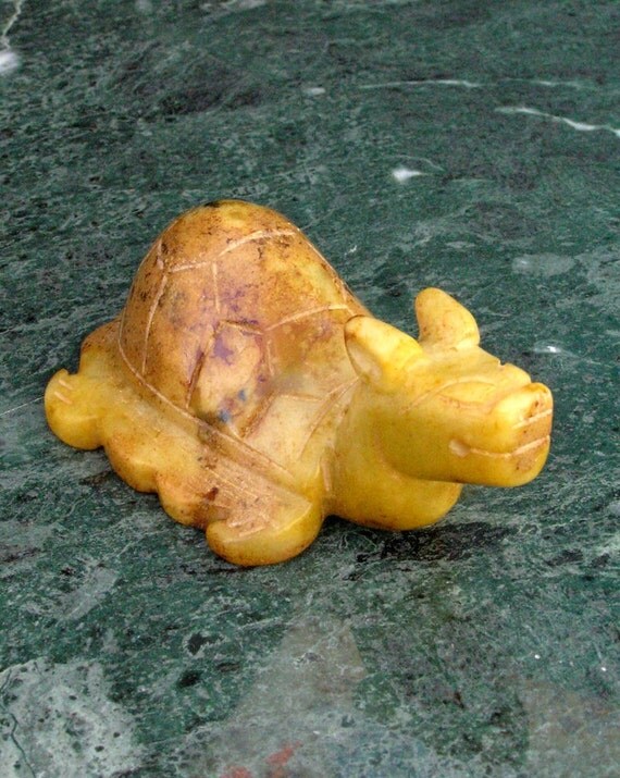 Vintage Jade Turtle Dragon Beast Figurine Statue Il_570xn