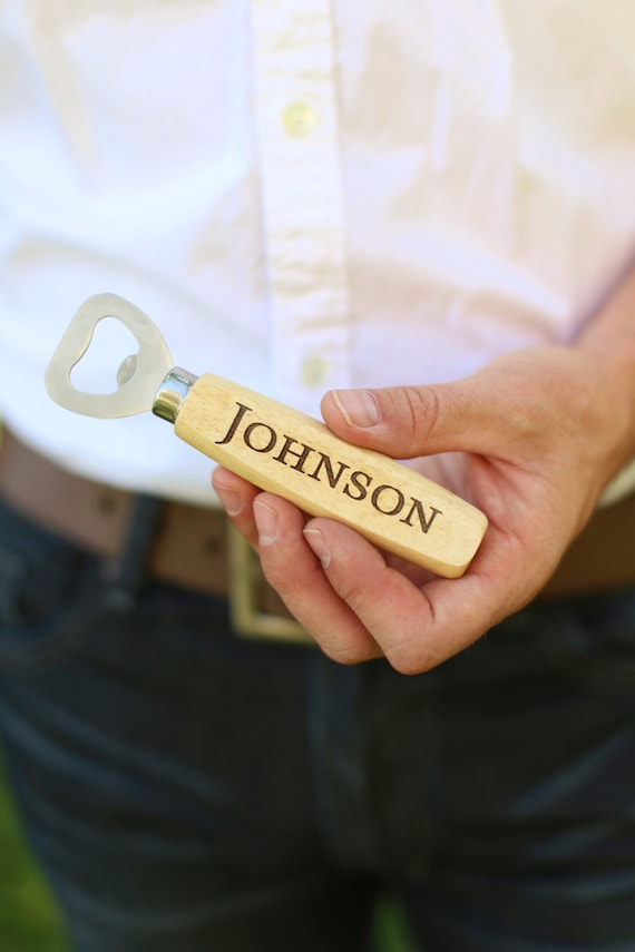 Personalized Wood Beer Bottle Opener Engraved Wedding, Groomsman, Best Man, Bachelor Party, Christmas Gift (MMHDSR10071) by braggingbags