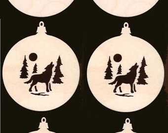 Moose Wolf Deer Scene Assortment 2 of each Natural Craft Wood 2001-6pc