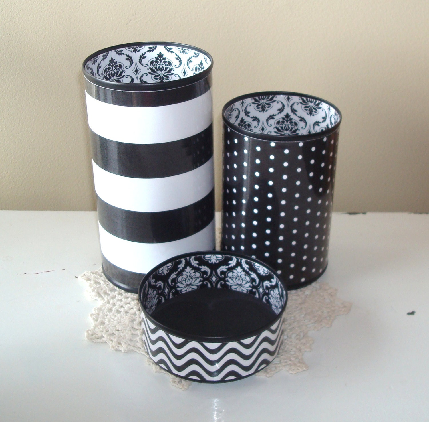 Black and White Geometric and Damask Desk by MakingTimeTC on Etsy
