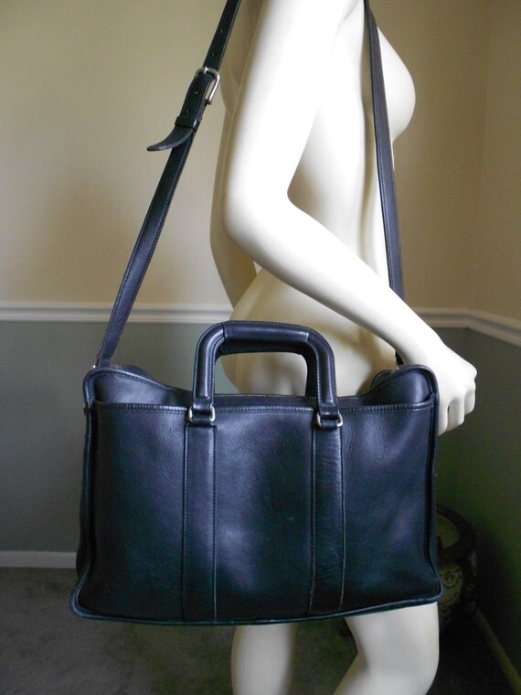 Coach / Black Leather Briefcase / Laptop Bag / Large Coach