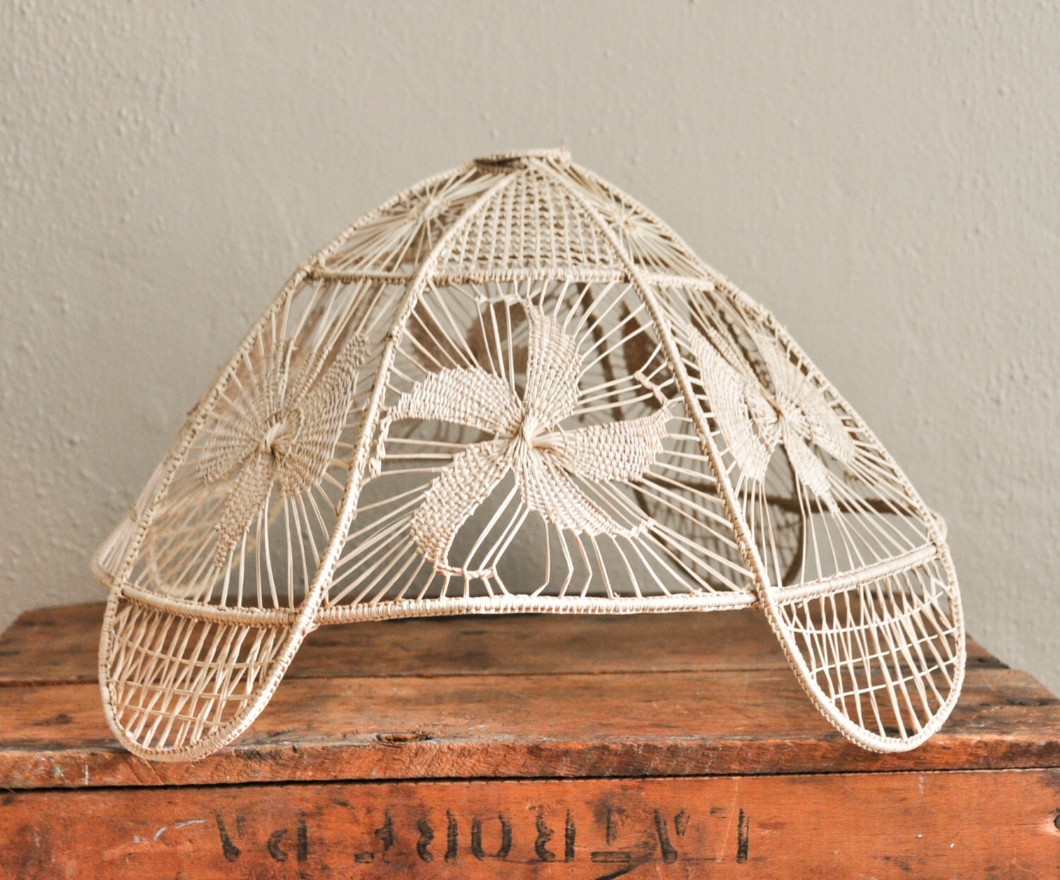 Vintage Handmade Woven Lamp Shade Beautiful by drowsySwords