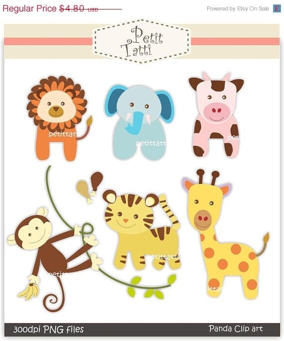 ON SALE animal clip art clipart baby animal safari clip art