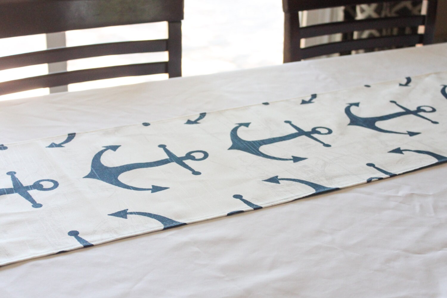 Navy anchor table runner Nautical decor Nautical table