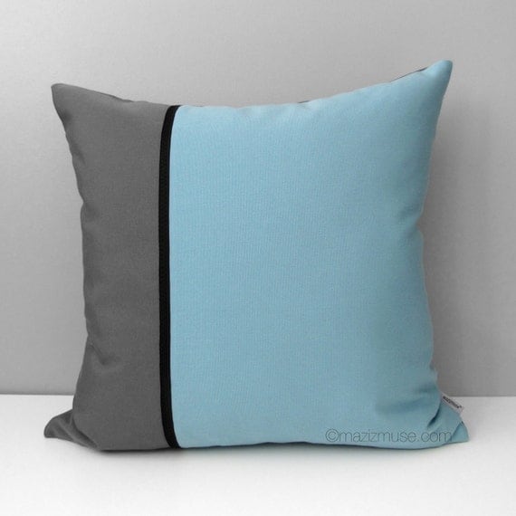 Mineral Blue & Grey Pillow Cover Modern Outdoor Pillow Cover