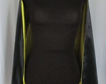 Lined Satin Bat Costume Cape with Collar Adult Size S M L XL Costume Cosplay Cloak Scalloped Edge