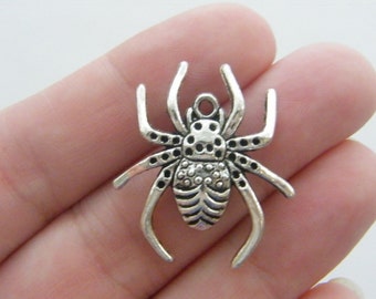4 Spider charms antique silver tone HC134