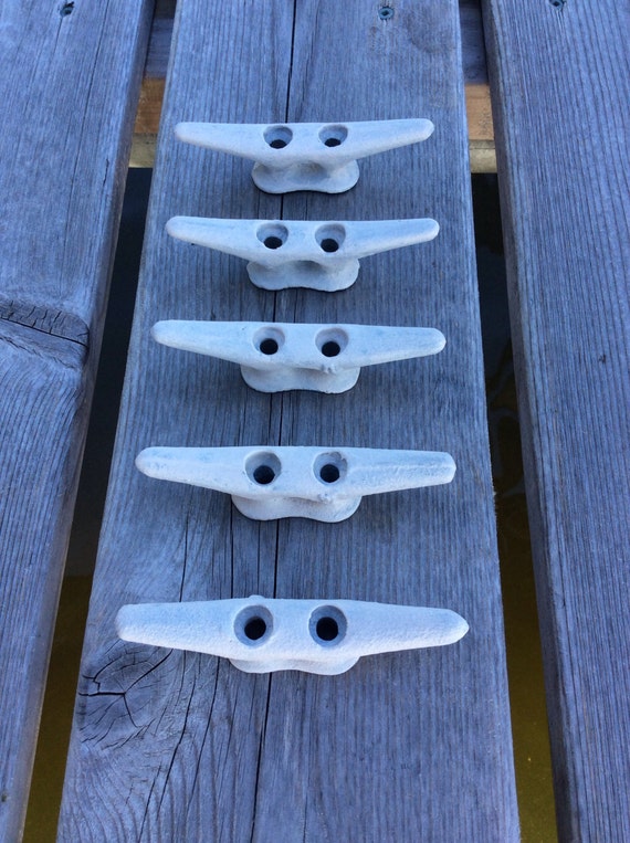 4 White Nautical Boat Cleat set of 5 by JMGcouture on Etsy