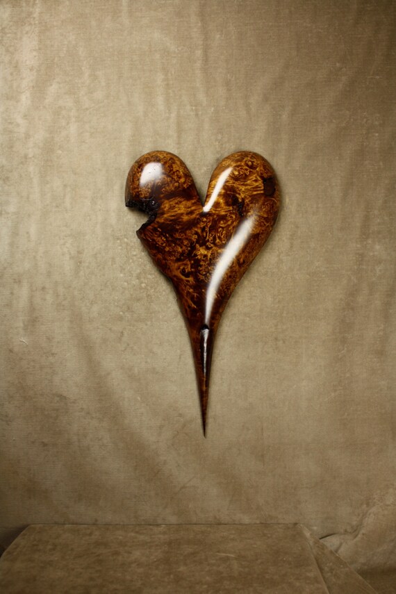 Best of etsy brown romantic heart wood carving anniversary