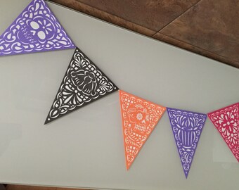 Papel Picado Day of the Dead Halloween Skulls Banner Dia de Muertos