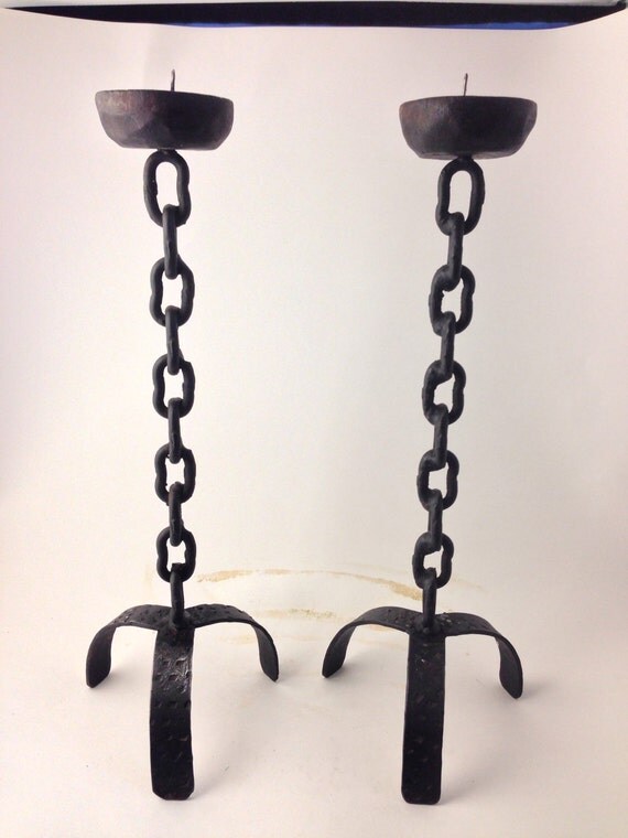 Spanish Gothic chain candle holders