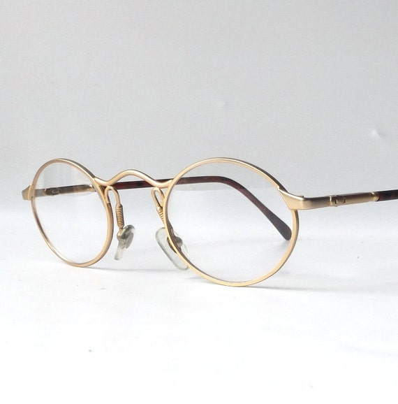 vintage 1990's NOS matte gold oval metal eyeglasses wire