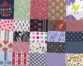 Vintage Fabric Precut 2 1/2 Inch Square Pieces 25 Cotton Material 4 Charm Quilting Sewing Projects Variety Pack 10 K