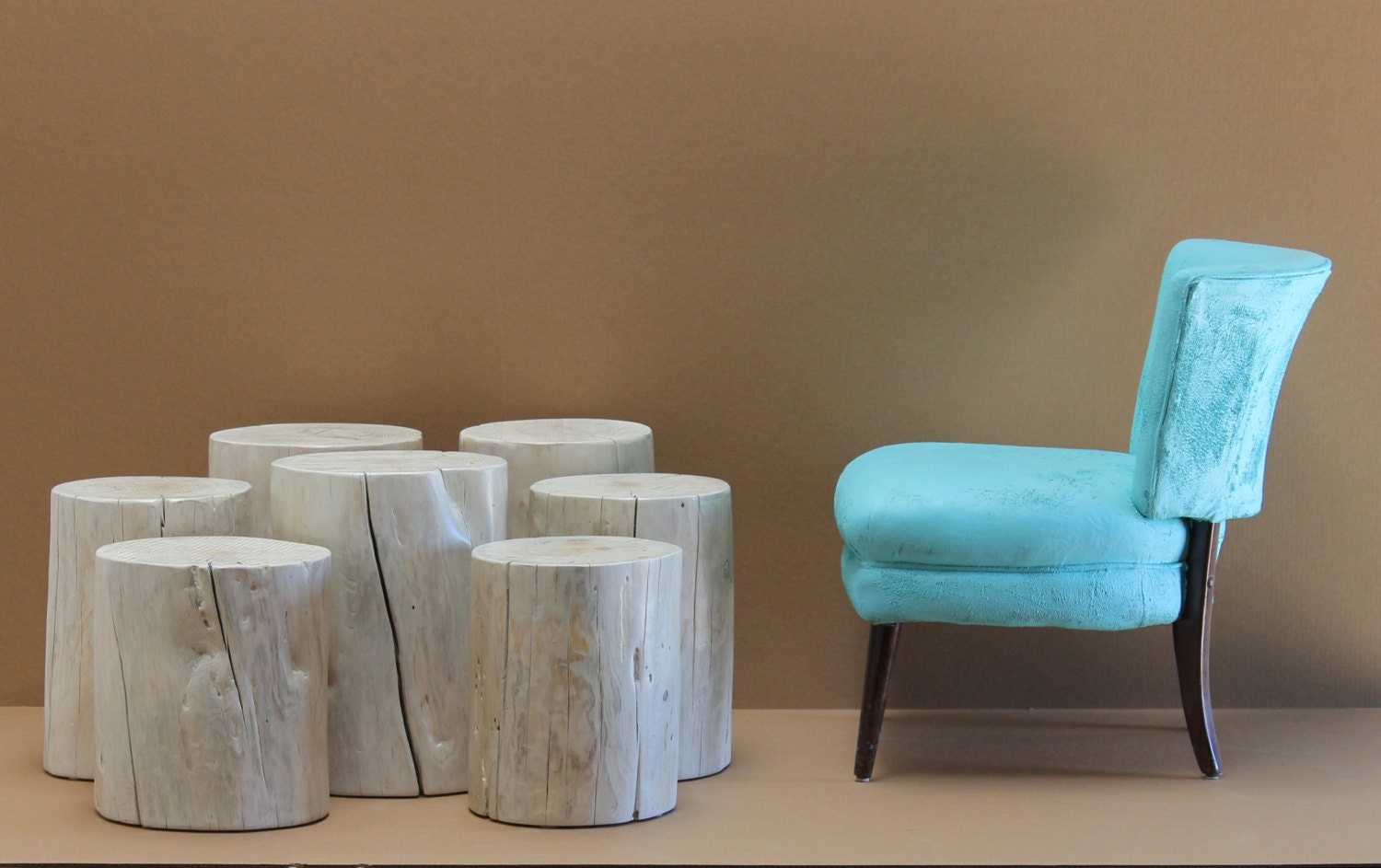 Tree STUMP Coffee Table Grouping Modular White by realwoodworks1