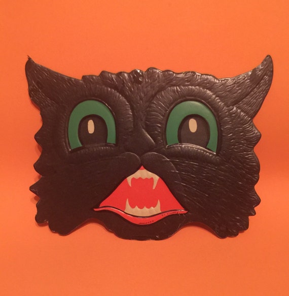 Vintage Beistle Halloween Cat Face Diecut