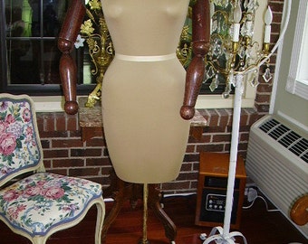 Vintage Mannequin Dress Form Store Display with Wooden Articulated Arms