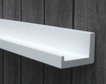 Narrow Floating ledge Shelf, Picture ledge Shelf, Spice Rack, You Choose length. 12", 14", 16", or 18 Inches. Bright White Finish