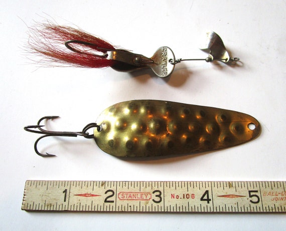 Items similar to FS:11 Pair of older metal lures- Old Vintage Fishing ...