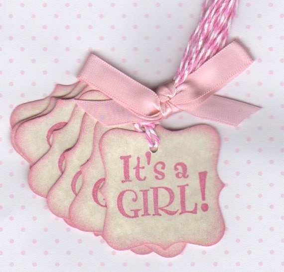 20 Baby Shower Favor Tags It's A Girl Baby Girl Pink