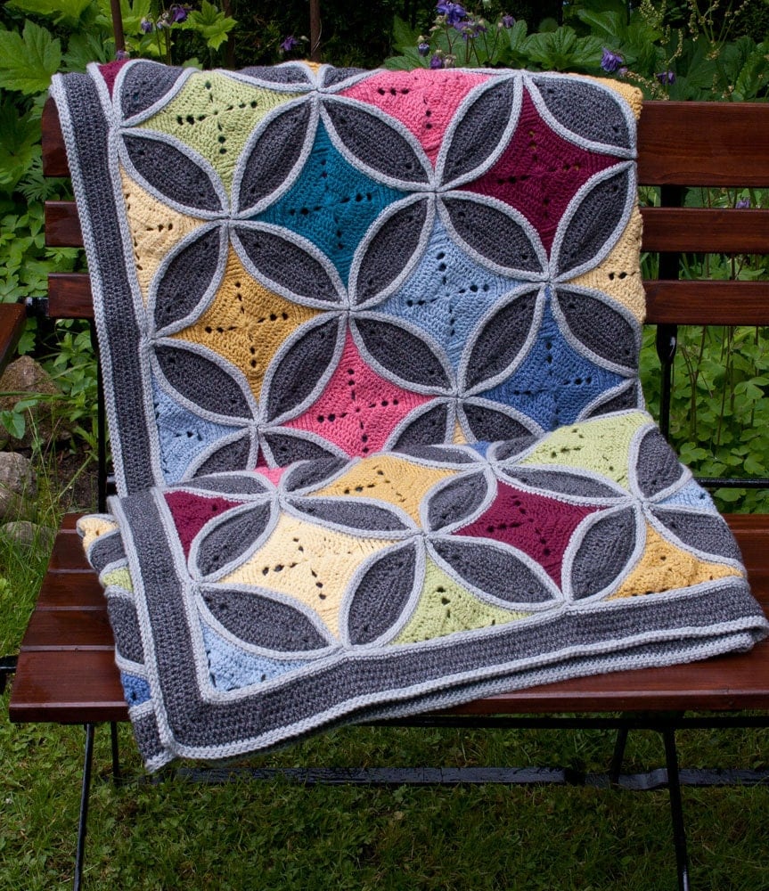  Cathedral  Window Blanket Crochet  Pattern  PDF in English