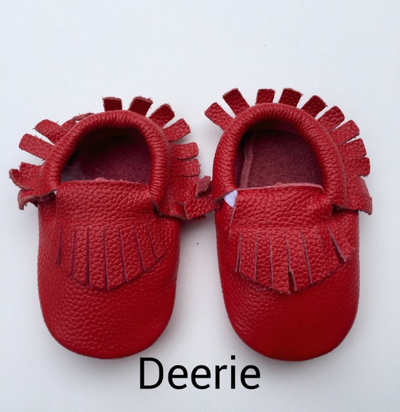 Sale Red Genuine Leather Moccasins Shoes Ready to ship