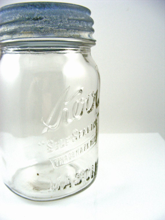 Vintage Kerr Mason Jar Canning Fruit Jar Pint Sized Jar