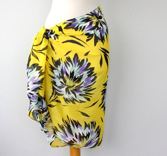 Hawaiian beach cover yellow coverup bathing suit by violasboutique