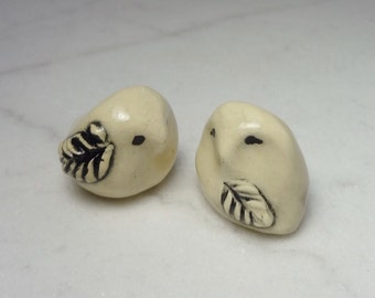 Snowy Owl - Terrarium Miniature - Owl Miniature Figurines - Ceramic Figurines - Set of Two (Studio Choice)
