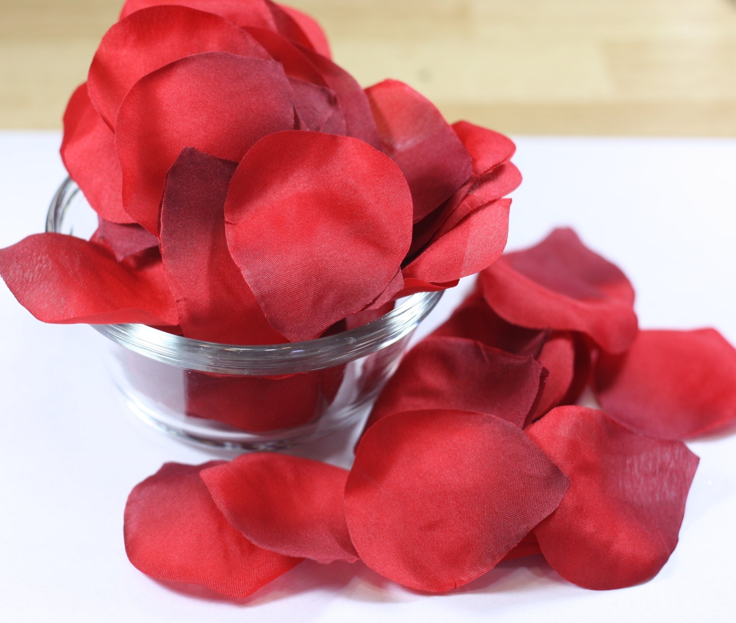 100 Red Fabric Rose Petals Supplies / Destash / Bridal
